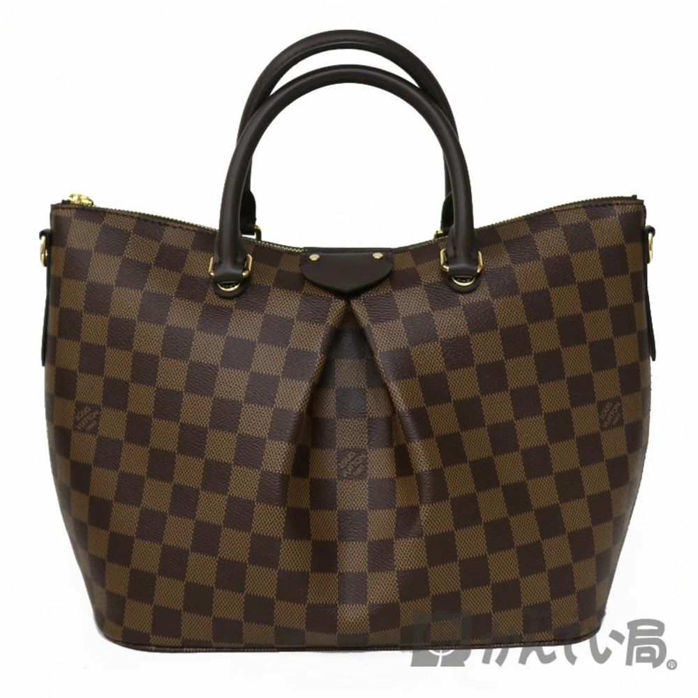 LOUIS VUITTON Siena Damier Canvas Ebene Brown LV Bag Tote